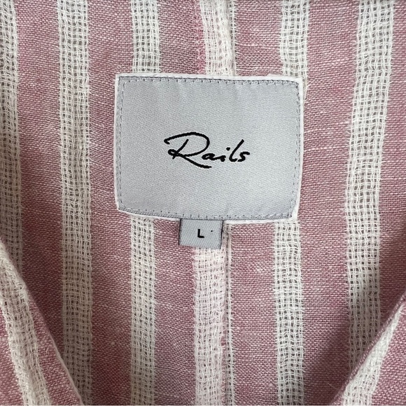 Rails Sloan Rose Stripe Linen Blend Tie Front Top - Picture 4 of 6